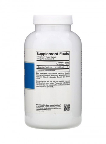 L-Glutamine Dietary Supplement 1000 Mg - 240 Capsules