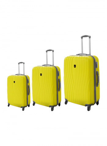 3-Piece Luggage Trolley Bag Set Yellow