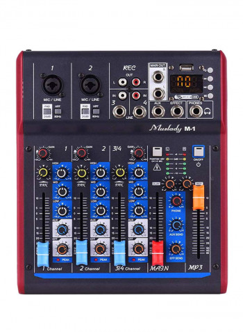 4-Channel Digital Mixing Console With Built-In 48V Phantom Power & Reverberation Effects VM1030 Black/Red