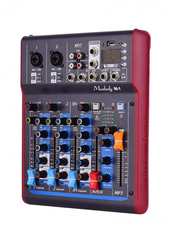 4-Channel Digital Mixing Console With Built-In 48V Phantom Power & Reverberation Effects VM1030 Black/Red