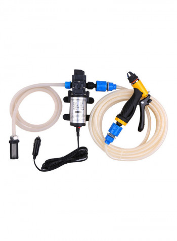 12V 80W High Pressure Electric Car Washing Pump Car Washer Pump High Pressure Washer Car Cleaning Tools Electric High-pressure Water Spray Gun Multicolor 24.5x24.5x10.0cm