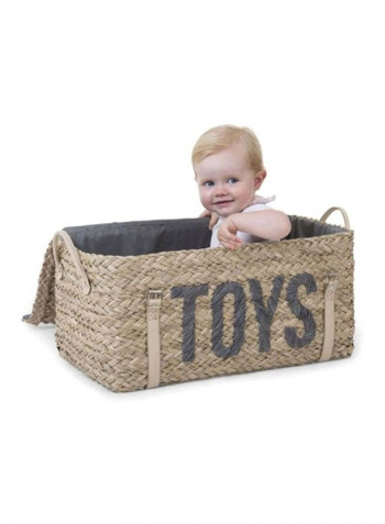 Rattan Storage Basket With Belt, Pack Of 2 - Brown