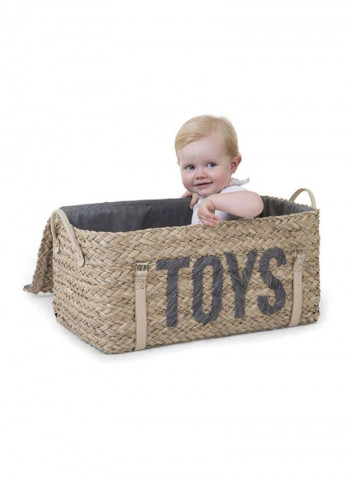 Rattan Storage Basket With Belt, Pack Of 2 - Brown