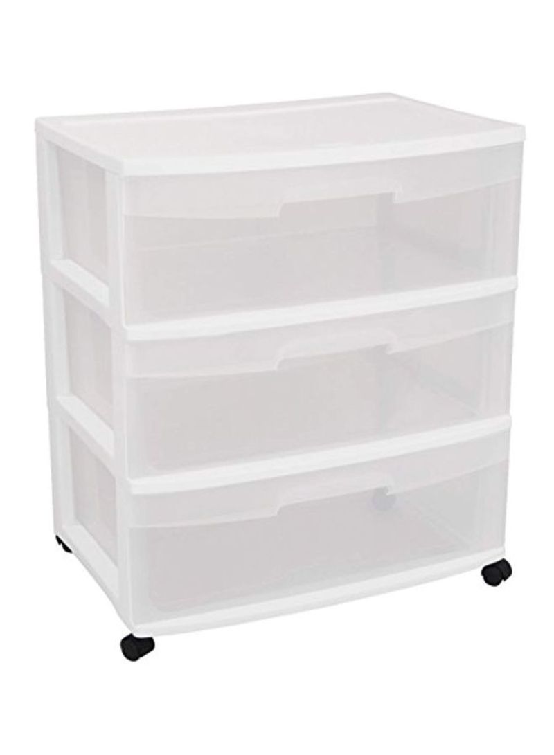 Wide 3 Drawer Cart Clear 15.25x21.88x24inch