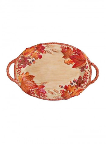 Earthenware Platter Beige/Brown 19.75x12.75x2inch