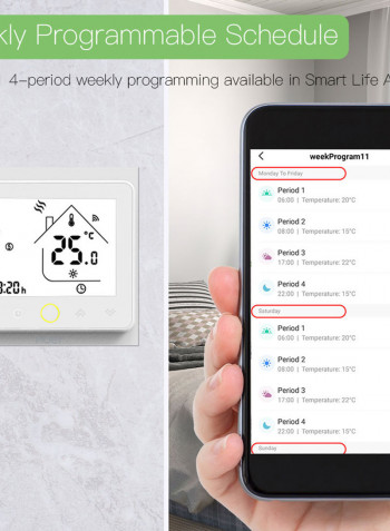 ZigBee Intelligent Thermostat Programmable Temperature Controller White 11.00x6.00x9.10cm