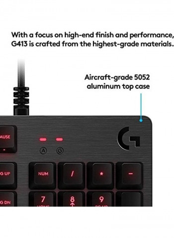 Logitech G413 Backlit Mechanical Gaming Keyboard with USB Passthrough - Carbon