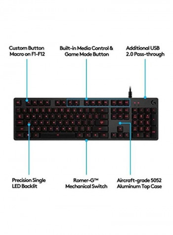 Logitech G413 Backlit Mechanical Gaming Keyboard with USB Passthrough - Carbon