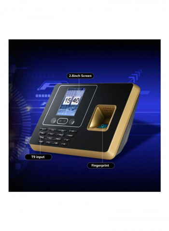 Fingerprint Password Attendance Machine Black/Gold
