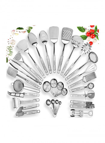 Pack Of 29 Cookware Utensil Set Silver 14.7 x 3.7 x 8.5inch