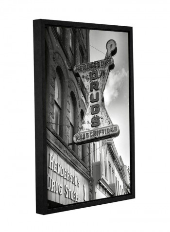 Drug Store Sign Gallery Wrapped Floater Framed Canvas Wall Art multicolour 12 x 18inch