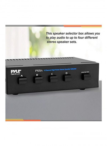 4 Zone Channel Stereo Speaker Selector Switch Box PSS4 Black