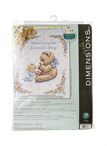 Cross Stitch Sweet Prayer DIY Baby Quilt Kit White/Brown/Blue