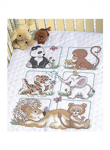 Cross Stitch Sweet Prayer DIY Baby Quilt Kit White/Brown/Blue