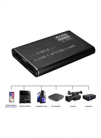 4K USB3.0 to HDMI Game Streaming Live Stream Broadcast Video Capture Card Dongle 18x12.5x5.5cm Silver Grey