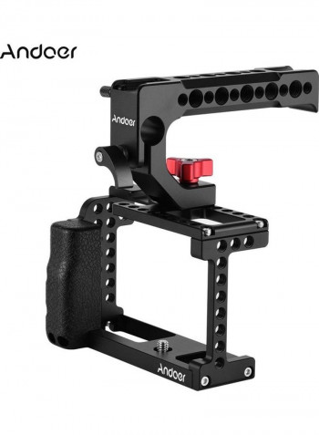 Camera Cage Video Stabilizer and Top Handle Kit with Cold Shoe Mount Black