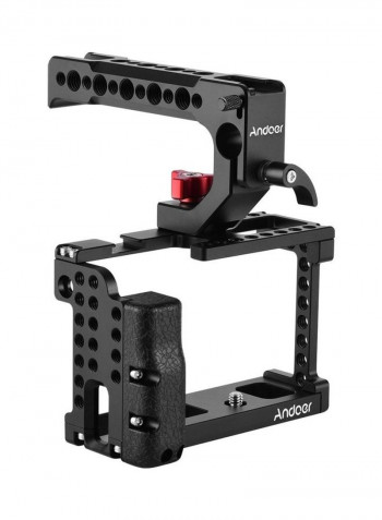 Camera Cage Video Stabilizer and Top Handle Kit with Cold Shoe Mount Black