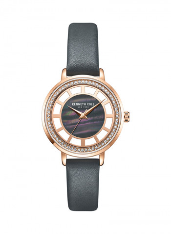 Women's Rhinestone Embellished Leather Analog Watch KC51129002