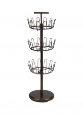 Three-Tier Adjustable Revolving Shoe Rack Silver 12x36.9inch