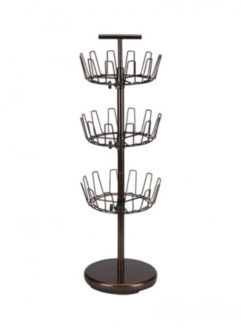 Three-Tier Adjustable Revolving Shoe Rack Silver 12x36.9inch