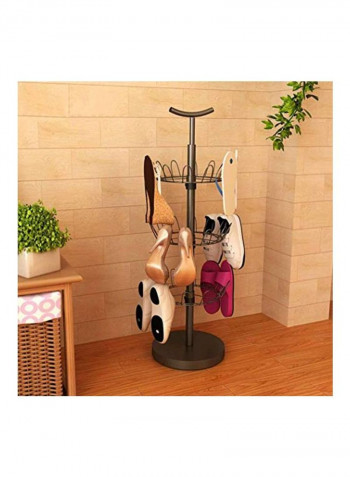 Three-Tier Adjustable Revolving Shoe Rack Silver 12x36.9inch