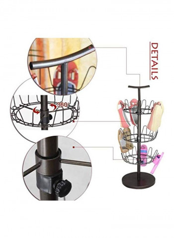Three-Tier Adjustable Revolving Shoe Rack Silver 12x36.9inch