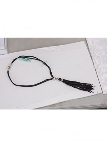 Sterling Silver And Leather Tassel Cord Necklace