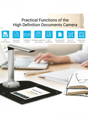 Portable High Definition Document Scanner 37x14x16cm Silver/Black