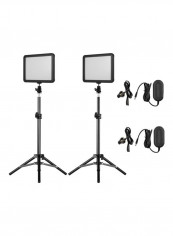Set Of 2 LED Video Photography Light Kit - UK Plug 18x80x13centimeter Black