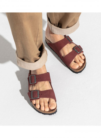 Comfortable Nubuck Slide Maroon