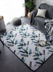 Floral Pastorable Style Antiskid Living Room Carpet White/Green 190x190centimeter