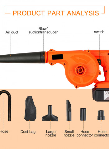 2-In-1 Cordless Sweeper And Vacuum Cleaner Kit Orange/Black 40 x 18 x 30cm