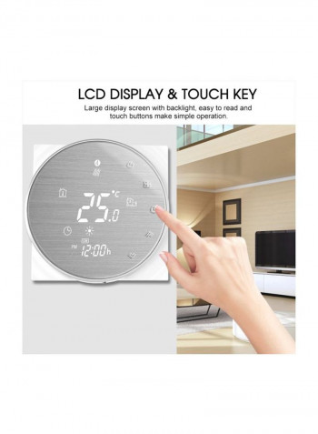 LCD Smart Thermostat Digital Temperature Controller Silver 11.0x9.0x6.0millimeter