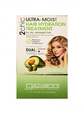 Pack Of 12 2chic Ultra-Moist Hair Hydration Treatment 1.75أوقية