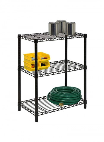3-Tier Heavy Duty Adjustable Shelf Black/Silver 72x36x16inch