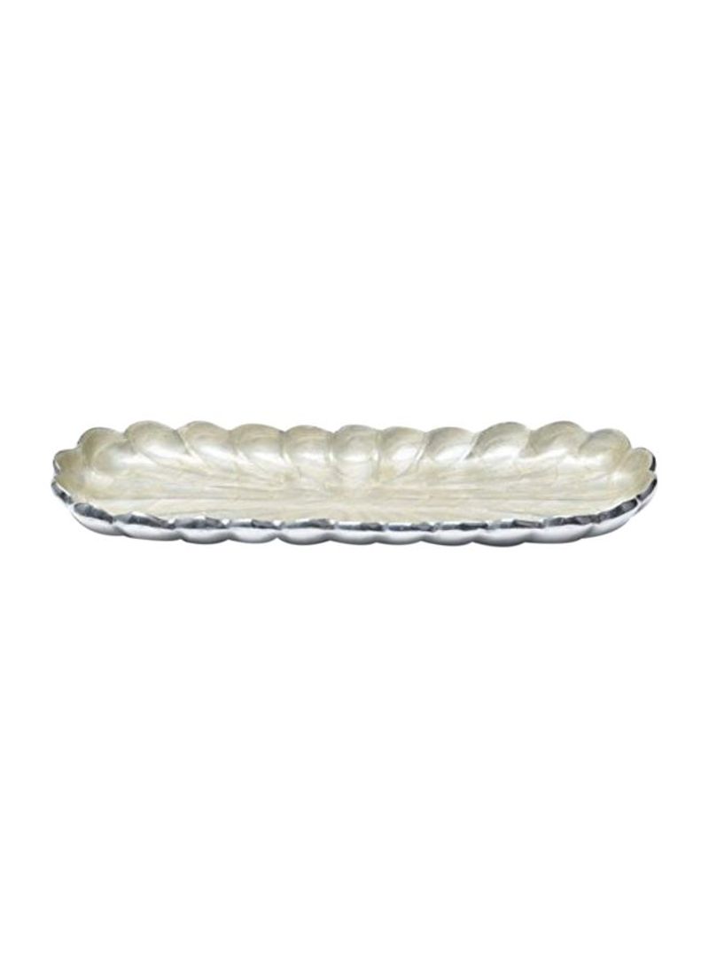 Peony Rectangular Serving Tray Silver 14x5x1inch