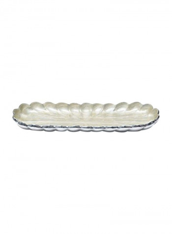 Peony Rectangular Serving Tray Silver 14x5x1inch