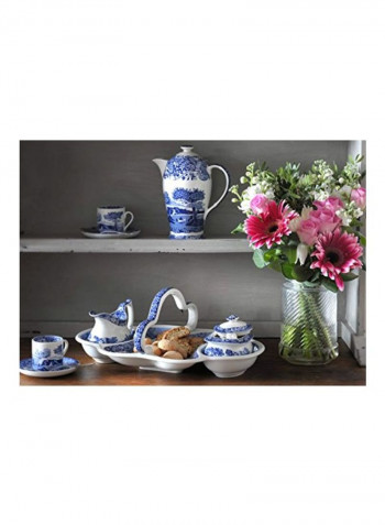 Sugar Bowl With Lid White/Blue 3.5x4.25inch