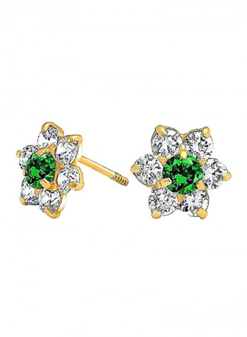 14 Karat Gold Cubic Zirconia Studded Earrings