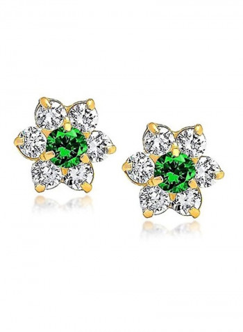 14 Karat Gold Cubic Zirconia Studded Earrings