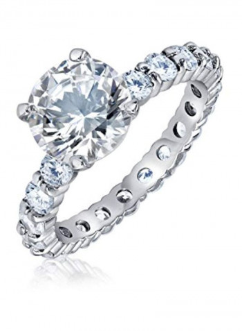 925 Sterling Silver Cubic Zirconia Studded Engagement Ring Set