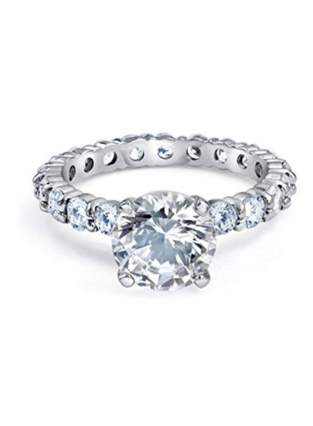 925 Sterling Silver Cubic Zirconia Studded Engagement Ring Set