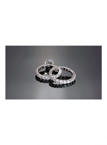 925 Sterling Silver Cubic Zirconia Studded Engagement Ring Set