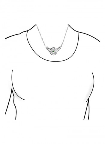 925 Sterling Silver Emerald Studded V-Necklace