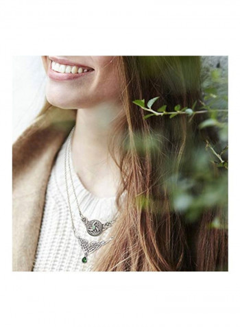 925 Sterling Silver Emerald Studded V-Necklace