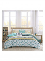 4-Piece Arissa Comforter Set Polyester Blue/White/Yellow Twin/Twin X-Large