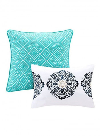 4-Piece Arissa Comforter Set Polyester Blue/White/Yellow Twin/Twin X-Large