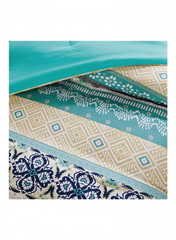 4-Piece Arissa Comforter Set Polyester Blue/White/Yellow Twin/Twin X-Large