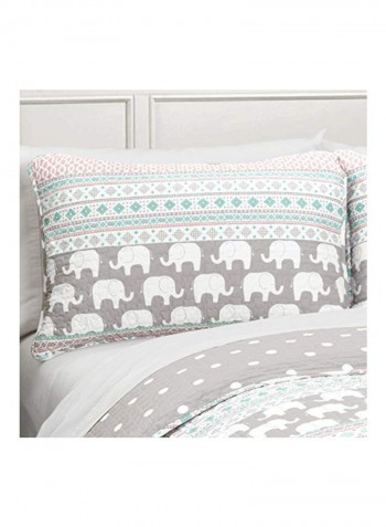 4-Piece Quilt Bedding Set Polyester Green/Grey/White Twin