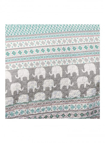4-Piece Quilt Bedding Set Polyester Green/Grey/White Twin